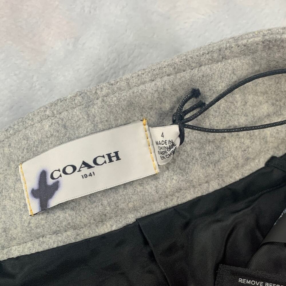 Coach size 4 high waist pleated front Gray Wool Pants nwot - Picture 3 of 13